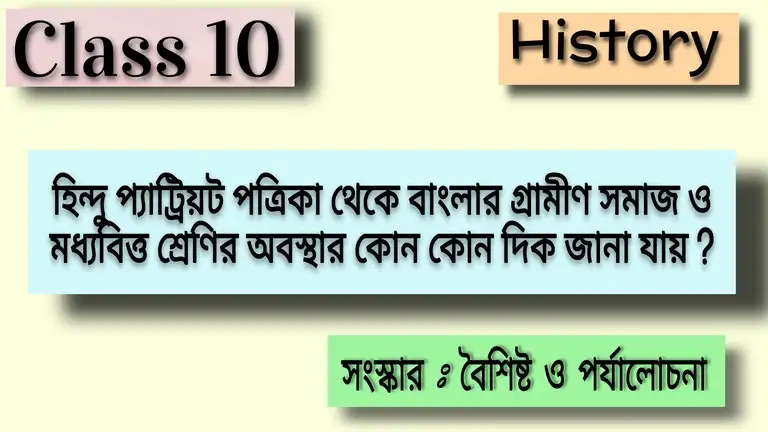 হিন্দু প্যাট্রিয়ট পত্রিকা থেকে বাংলার গ্রামীণ সমাজ ও মধ্যবিত্ত শ্রেণির অবস্থার কোন কোন দিক জানা যায়?