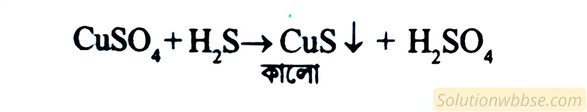 জলীয় কপার সালফেট দ্রবণের মধ্যে দিয়ে H2S গ্যাস চালনা করলে কী ঘটে সমিত রাসায়নিক সমীকরণ লেখো।