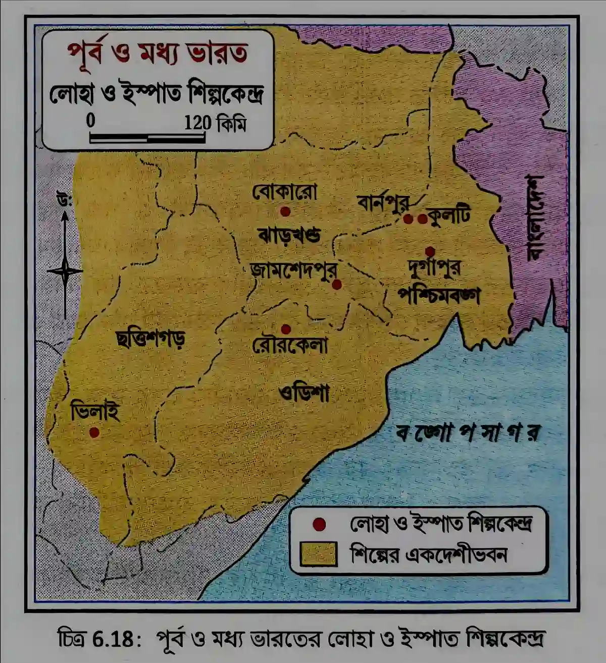 পূর্ব ও মধ্য ভারতের লৌহ ইস্পাত শিল্প গড়ে ওঠার কারণ গুলি ব্যাখ্যা কর।