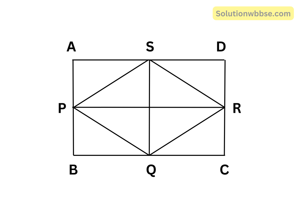প্রমাণ করি যে, একটি আয়তাকার চিত্রের বাহুগুলির মধ্যবিন্দুগুলি যুক্ত করে যে চতুর্ভুজটি গঠিত হয় সেটি একটি রম্বস কিন্তু বর্গাকার চিত্র নয়।