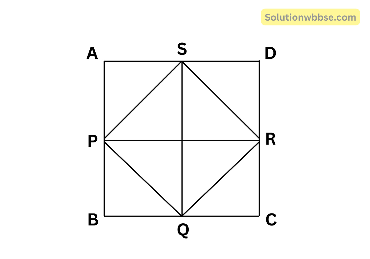 প্রমাণ করি যে, একটি বর্গাকার চিত্রের বাহুগুলির মধ্যবিন্দুগুলি যুক্ত করলে যে চতুর্ভুজটি গঠিত হয় সেটি একটি বর্গাকার চিত্র।