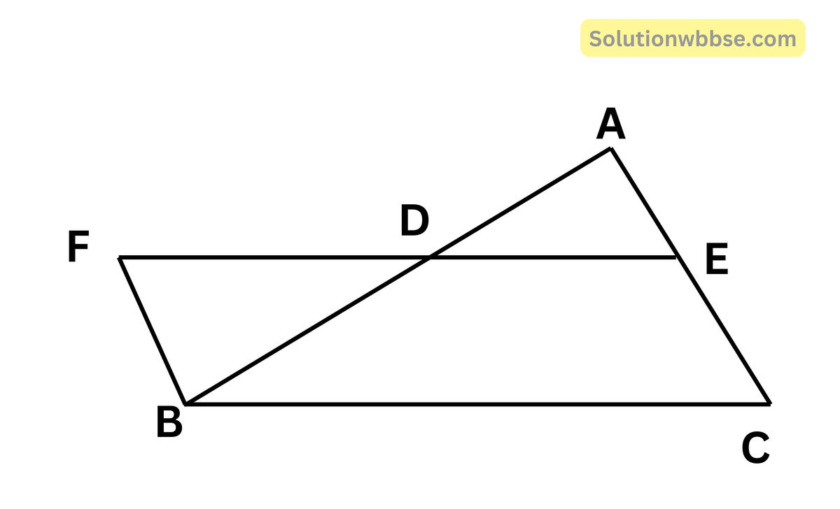 কোনো ত্রিভুজের দুটি বাহুর মধ্যবিন্দুদ্বয়ের সংযোজক সরলরেখাংশ তৃতীয় বাহুর সমান্তরাল ও অর্ধেক। আমি যুক্তি দিয়ে প্রমাণ করি।