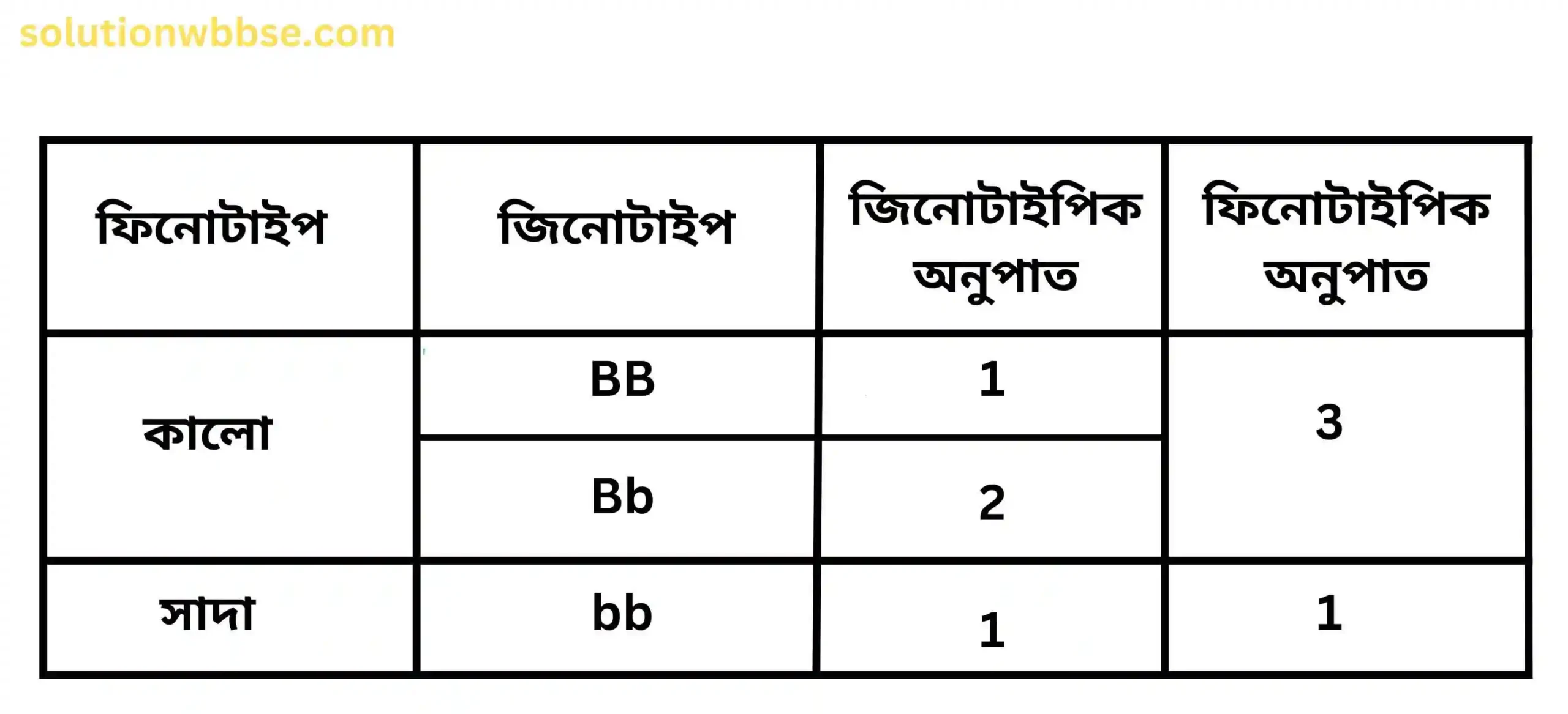 F₂ জনুতে প্রাপ্ত গিনিপিগের বৈশিষ্ট্য
