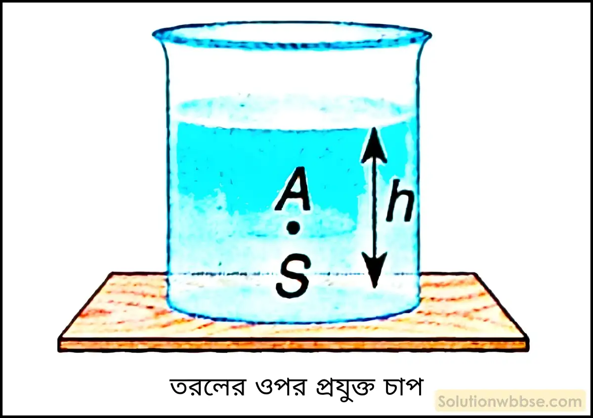 নবম শ্রেণী - ভৌতবিজ্ঞান - পদার্থ : গঠন ও ধর্ম - তরল ও বায়ুর চাপ - প্রশ্ন ও উত্তর 3 তরলের মধ্যে কোনো বিন্দুতে চাপের রাশিমালা নির্ণয় করো।