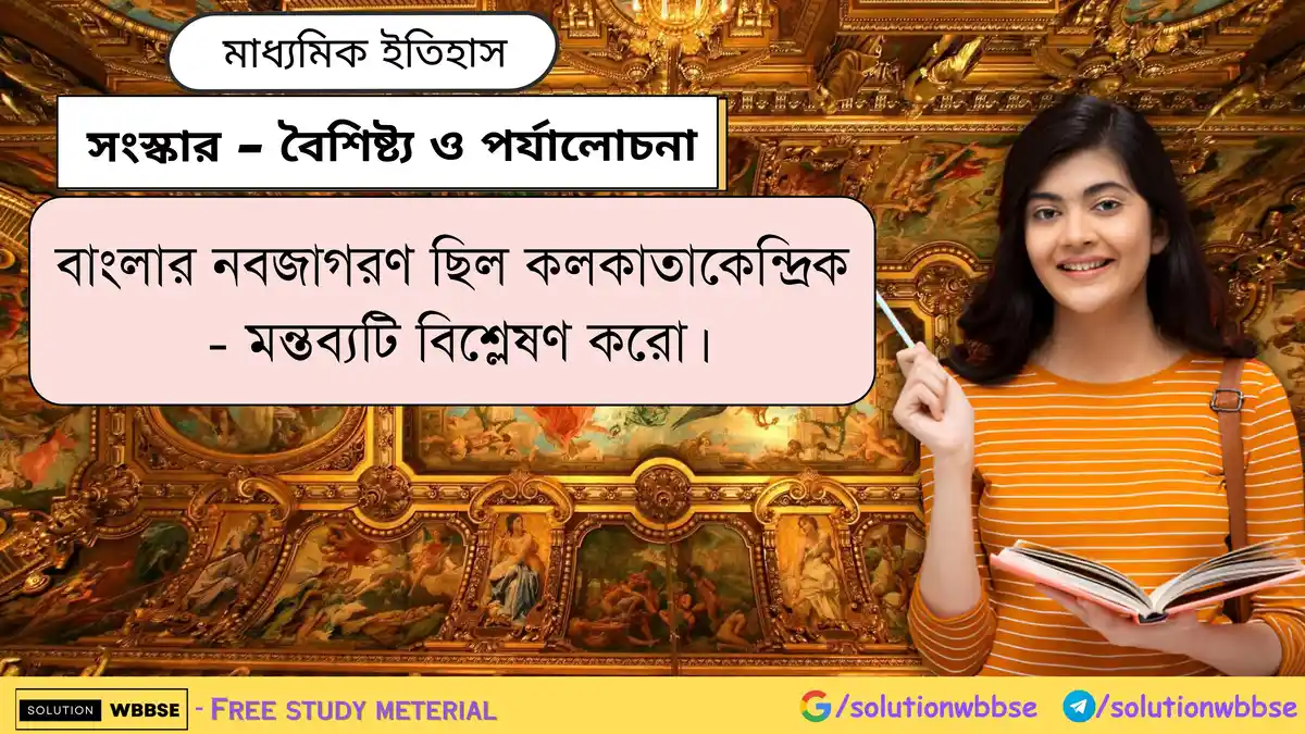 বাংলার নবজাগরণ ছিল কলকাতাকেন্দ্রিক - মন্তব্যটি বিশ্লেষণ করো।