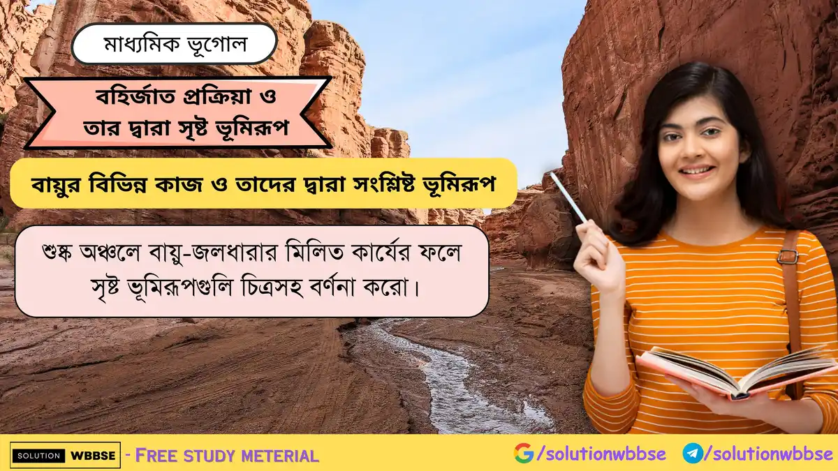 শুষ্ক অঞ্চলে বায়ু-জলধারার মিলিত কার্যের ফলে সৃষ্ট ভূমিরূপগুলি চিত্রসহ বর্ণনা করো।