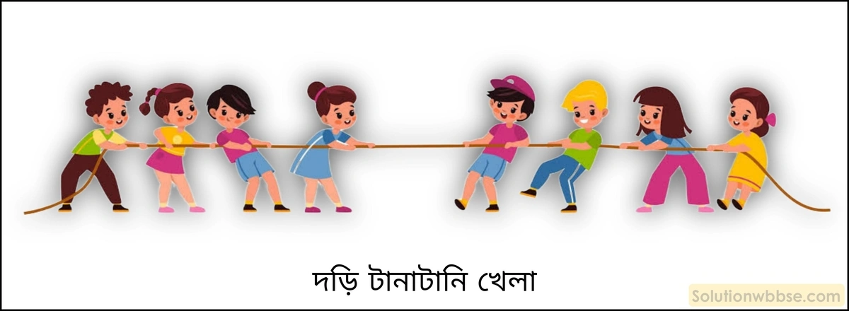 নবম শ্রেণী - ভৌতবিজ্ঞান - শক্তির ক্রিয়া, কার্য, ক্ষমতা ও শক্তি - প্রশ্ন ও উত্তর 12 উভয়পক্ষই সমান জোরে দড়িতে টান দেয় - দড়ি টানাটানি খেলায় নিম্নোক্ত ক্ষেত্রগুলিতে কার দ্বারা কৃতকার্য কত হবে?