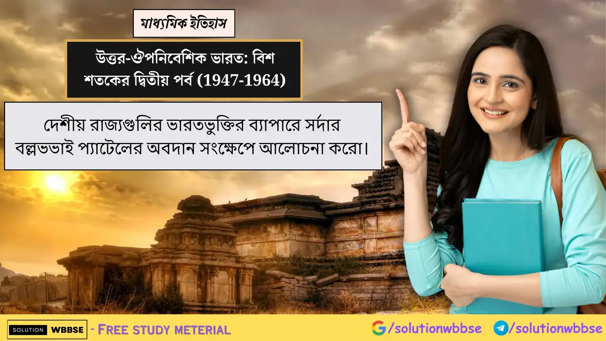 দেশীয় রাজ্যগুলির ভারতভুক্তির ব্যাপারে সর্দার বল্লভভাই প্যাটেলের অবদান সংক্ষেপে আলোচনা করো।