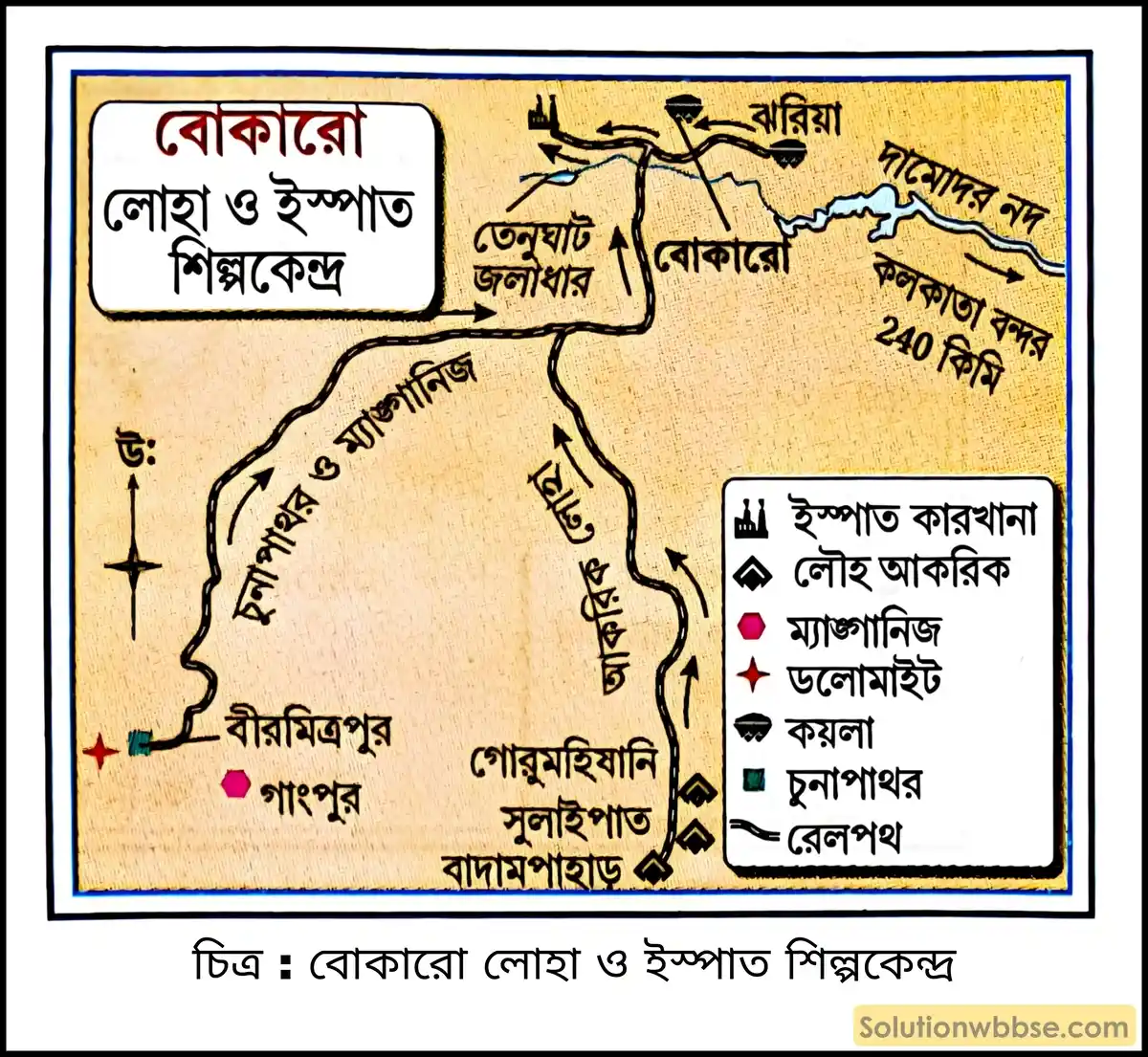 মাধ্যমিক ভূগোল - ভারতের অর্থনৈতিক পরিবেশ - ভারতের শিল্প - দীর্ঘধর্মী প্রশ্ন ও উত্তর 5 বোকারো লোহা ও ইস্পাত শিল্পকেন্দ্র