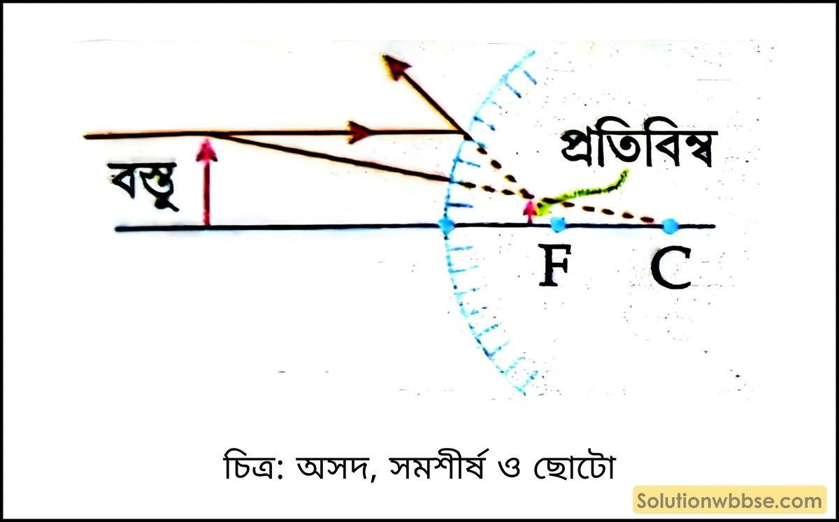উত্তল দর্পণে অসদ, সমশীর্ষ ও ছোটো