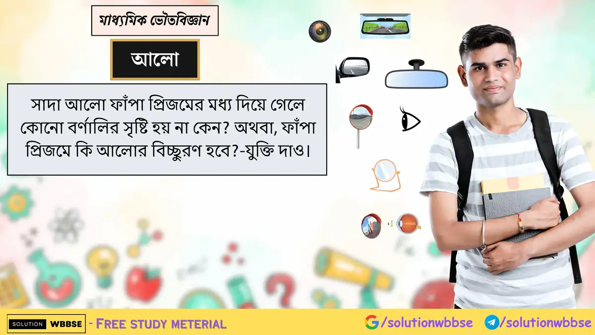 সাদা আলো ফাঁপা প্রিজমের মধ্য দিয়ে গেলে কোনো বর্ণালির সৃষ্টি হয় না কেন? অথবা, ফাঁপা প্রিজমে কি আলোর বিচ্ছুরণ হবে?-যুক্তি দাও।
