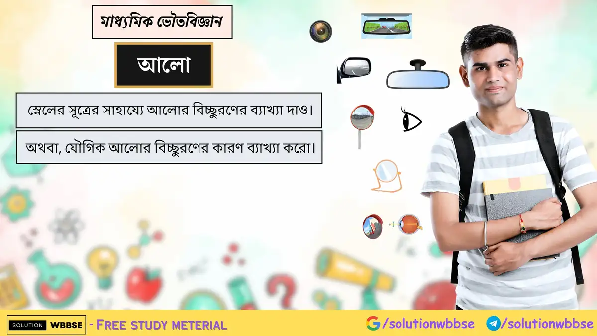 স্নেলের সূত্রের সাহায্যে আলোর বিচ্ছুরণের ব্যাখ্যা দাও। অথবা, যৌগিক আলোর বিচ্ছুরণের কারণ ব্যাখ্যা করো।