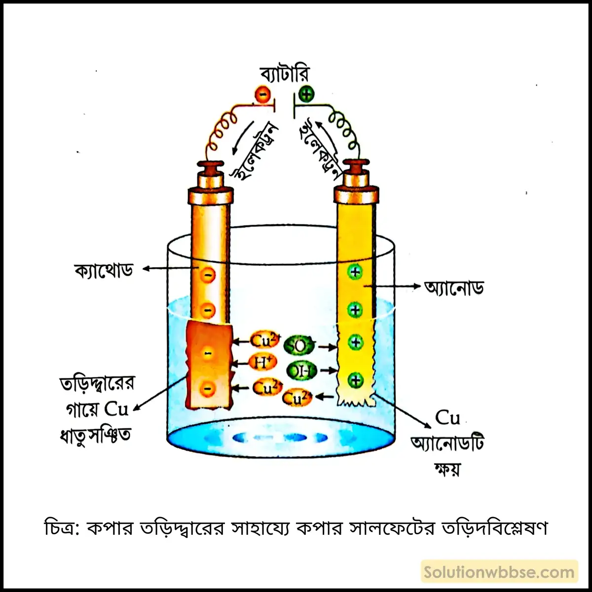 কপার তড়িদ্দ্বারের সাহায্যে কপার সালফেটের তড়িৎবিশ্লেষণ করলে কী ঘটনা ঘটবে? 2 কপার তড়িদ্দ্বারের সাহায্যে কপার সালফেটের তড়িদবিশ্লেষণ