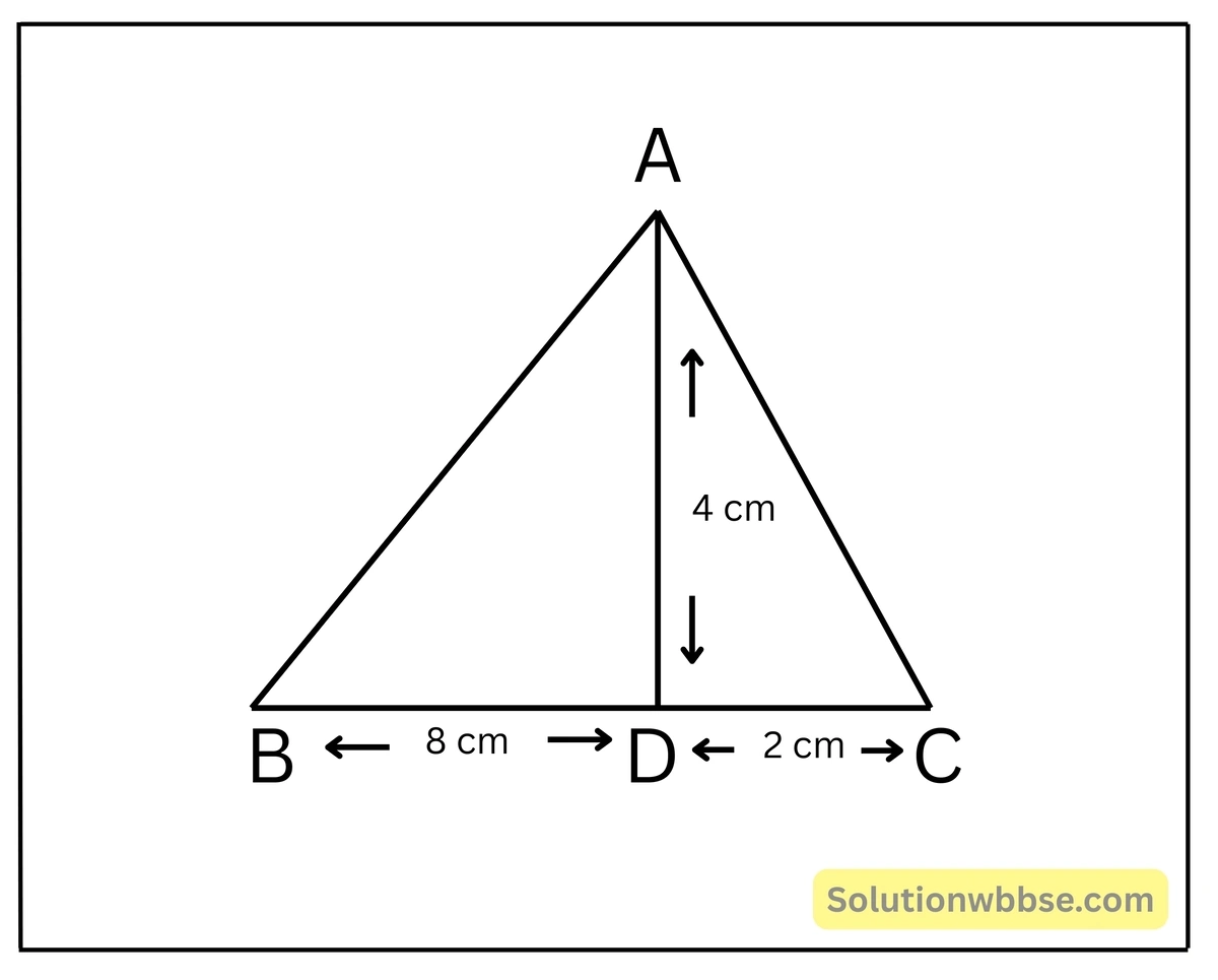ABC ত্রিভুজের A বিন্দু থেকে BC বাহুর উপর AD লম্ব BC বাহুর সঙ্গে D বিন্দু-পিথাগোরাসের উপপাদ্য