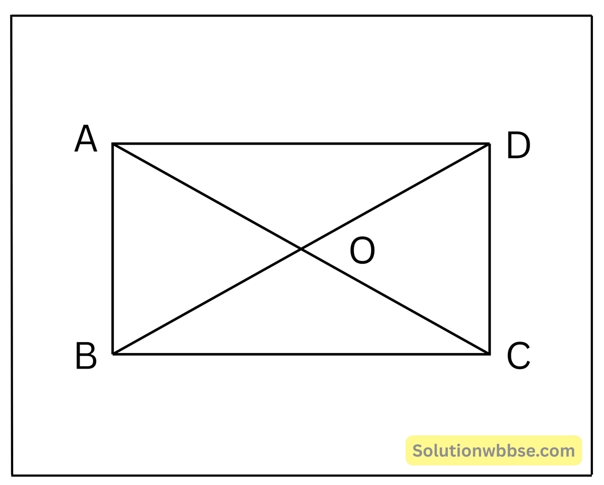 ABCD আয়তকার চিত্রের AC ও BD কর্ণদ্বয় পরস্পর O বিন্দুতে ছেদ করে-পিথাগোরাসের উপপাদ্য