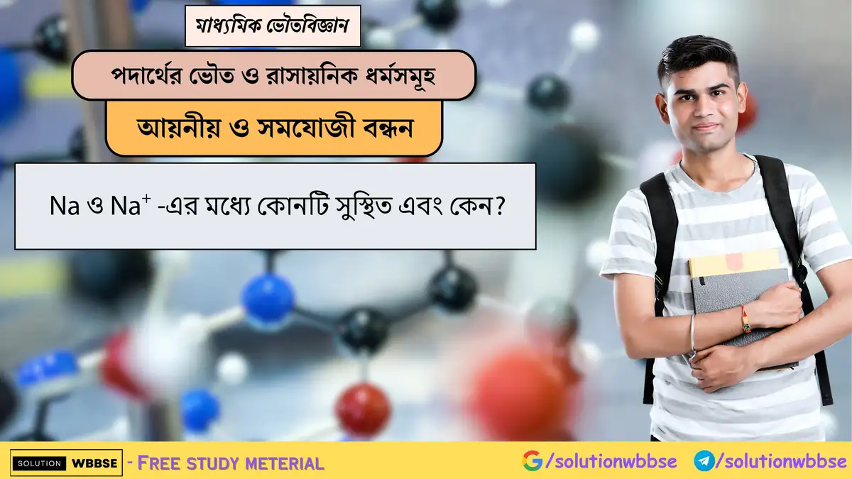 Na ও Na⁺ -এর মধ্যে কোনটি সুস্থিত এবং কেন? 1 Na ও Na⁺ -এর মধ্যে কোনটি সুস্থিত এবং কেন?