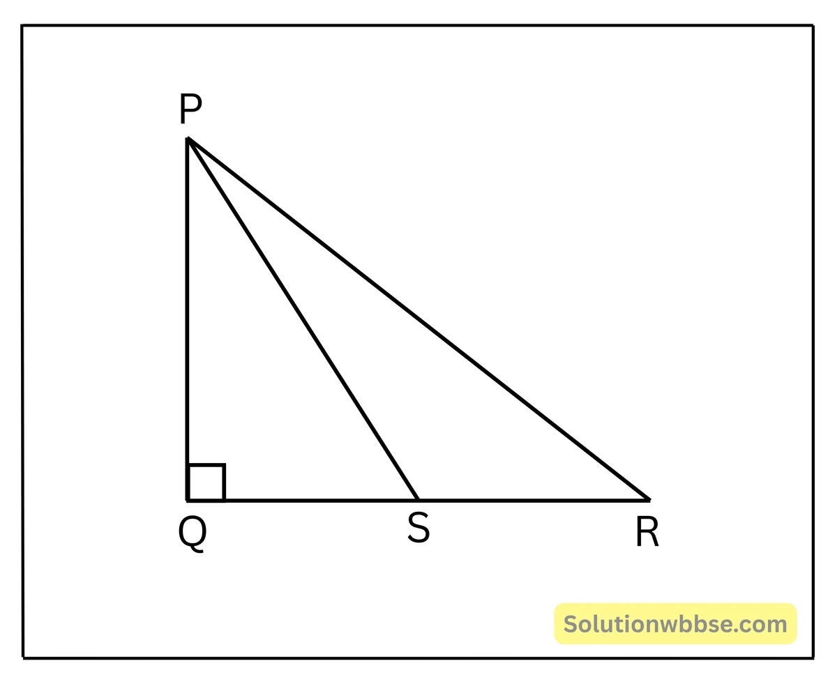 একটি ত্রিভুজ PQR অঙ্কন করেছি যার ∠Q সমকোণ-পিথাগোরাসের উপপাদ্য
