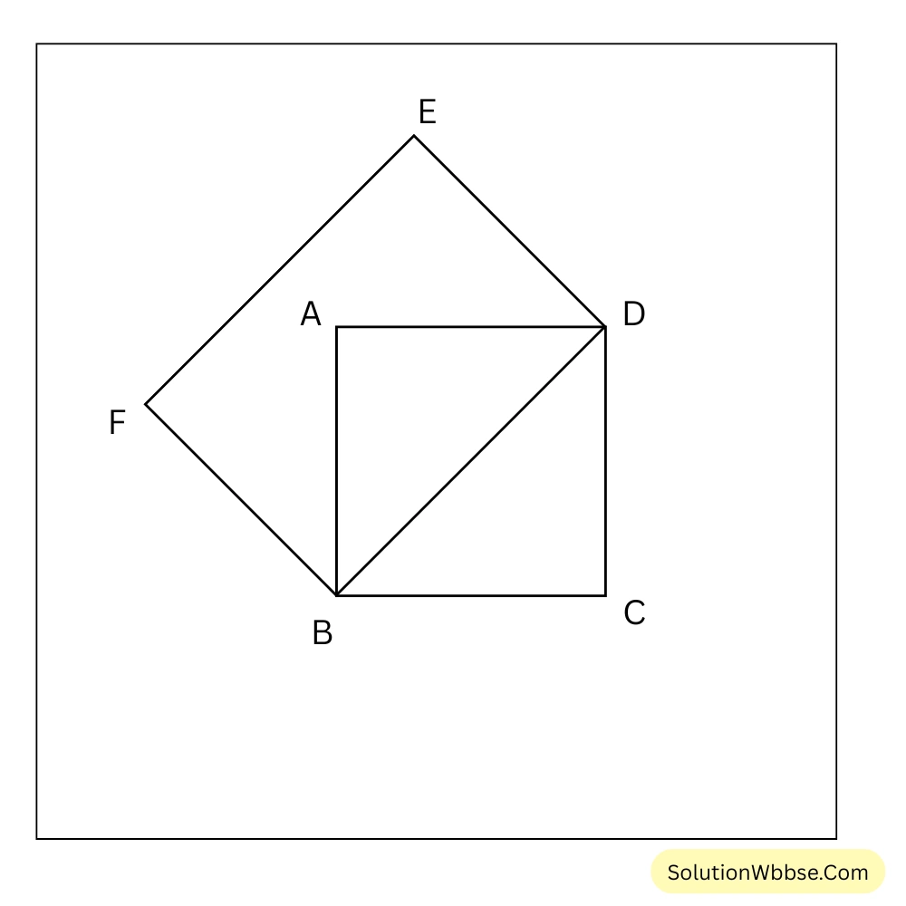 প্রমাণ করি যেকোনো বর্গক্ষেত্রের কর্ণের ওপর অঙ্কিত বর্গক্ষেত্রের ক্ষেত্রফল ওই বর্গক্ষেত্রের ক্ষেত্রফলের দ্বিগুণ
