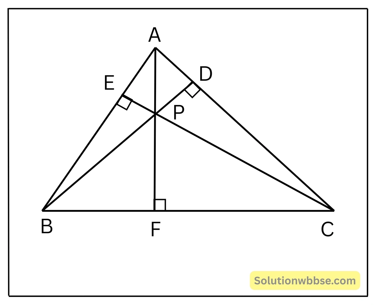 △ABC-এর শীর্ষবিন্দু B ও C থেকে AC ও AB-পিথাগোরাসের উপপাদ্য