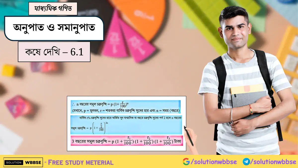 মাধ্যমিক গণিত - চক্রবৃদ্ধি সুদ ও সমাহার বৃদ্ধি বা হ্রাস - কষে দেখি - 6.1 1 চক্রবৃদ্ধি সুদ ও সমাহার বৃদ্ধি বা হ্রাস-মাধ্যমিক গণিত