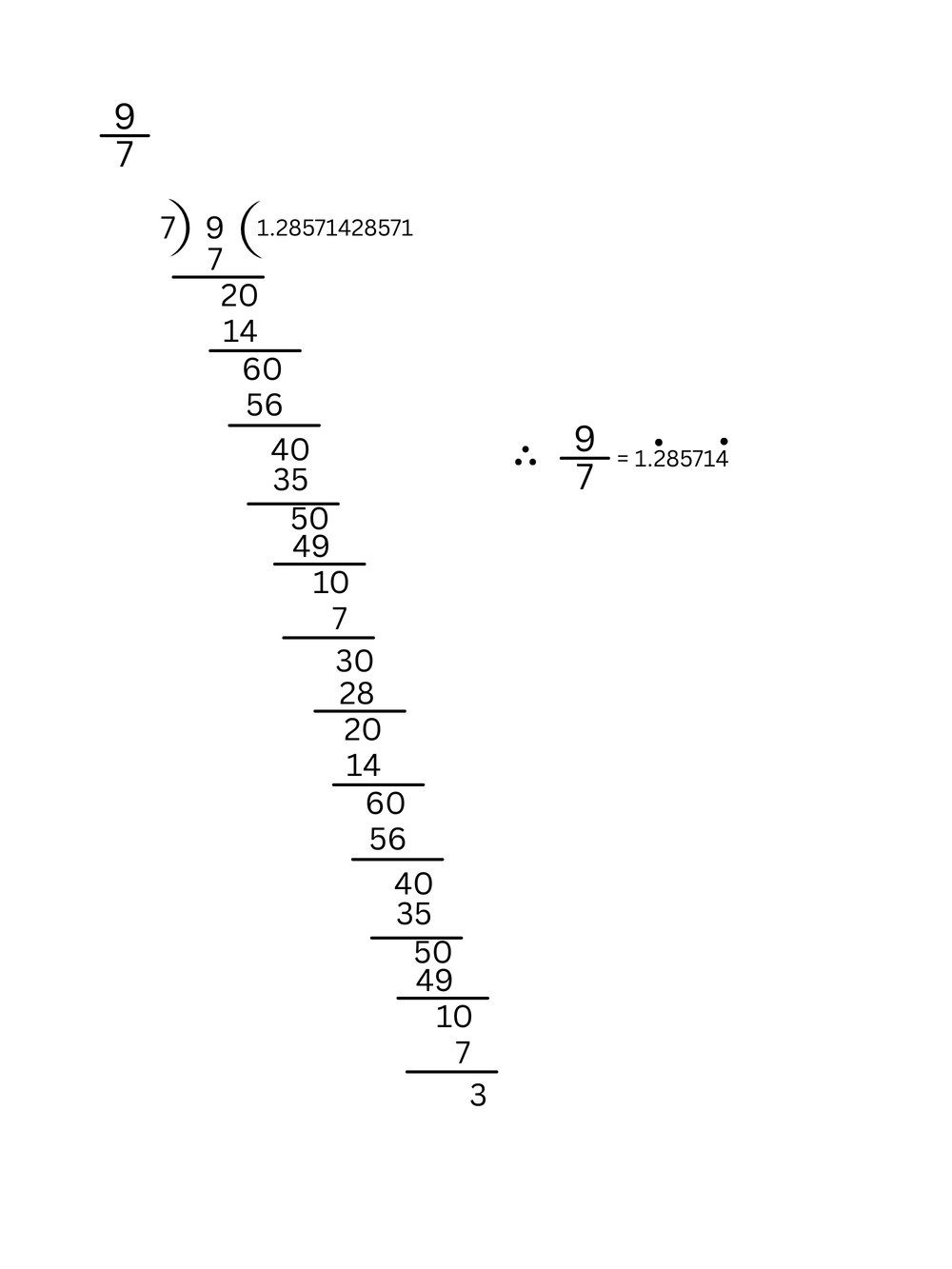 5/7 ও 9/7 এর মধ্যে 3 টি ভিন্ন অমূলদ সংখ্যা