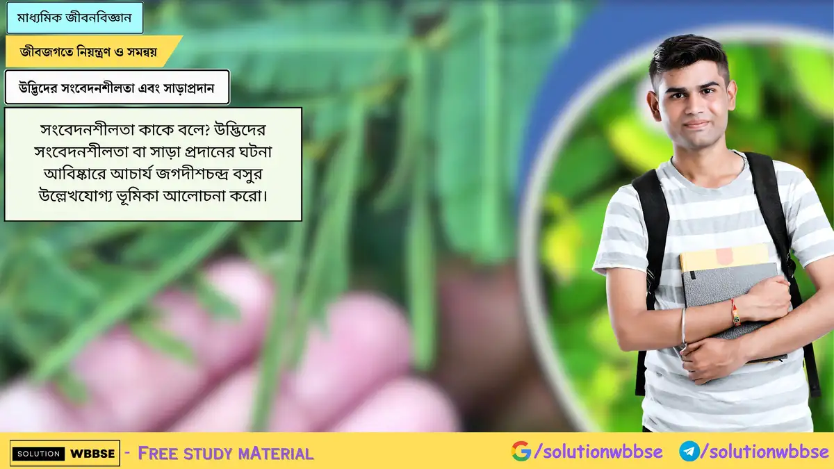 সংবেদনশীলতা কাকে বলে? উদ্ভিদের সংবেদনশীলতা বা সাড়া প্রদানের ঘটনা আবিষ্কারে আচার্য জগদীশচন্দ্র বসুর উল্লেখযোগ্য ভূমিকা আলোচনা করো।