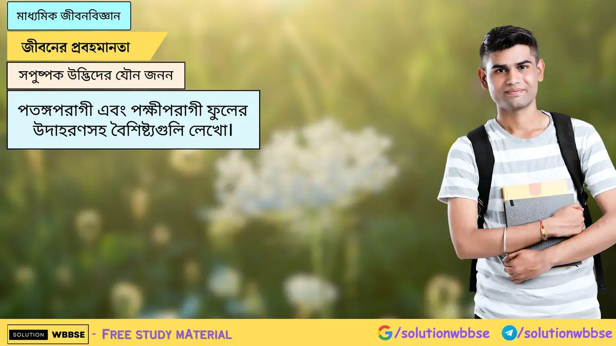 পতঙ্গপরাগী এবং পক্ষীপরাগী ফুলের বৈশিষ্ট্য 1 পতঙ্গপরাগী এবং পক্ষীপরাগী ফুলের উদাহরণসহ বৈশিষ্ট্যগুলি লেখো।