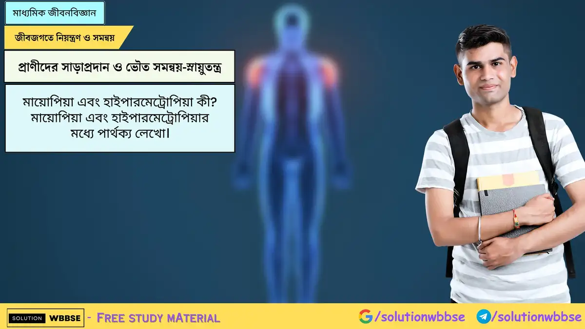 SolutionWbbse - Free Wbbse Notes 8 মায়োপিয়া এবং হাইপারমেট্রোপিয়া কী? মায়োপিয়া এবং হাইপারমেট্রোপিয়ার মধ্যে পার্থক্য লেখো।