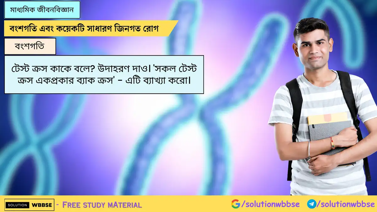 টেস্ট ক্রস কাকে বলে? উদাহরণ দাও। 'সকল টেস্ট ক্রস একপ্রকার ব্যাক ক্রস' - এটি ব্যাখ্যা করো।