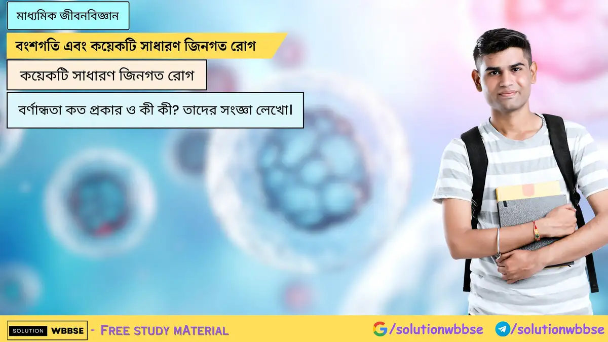 বর্ণান্ধতা কত প্রকার ও কী কী? তাদের সংজ্ঞা লেখো।