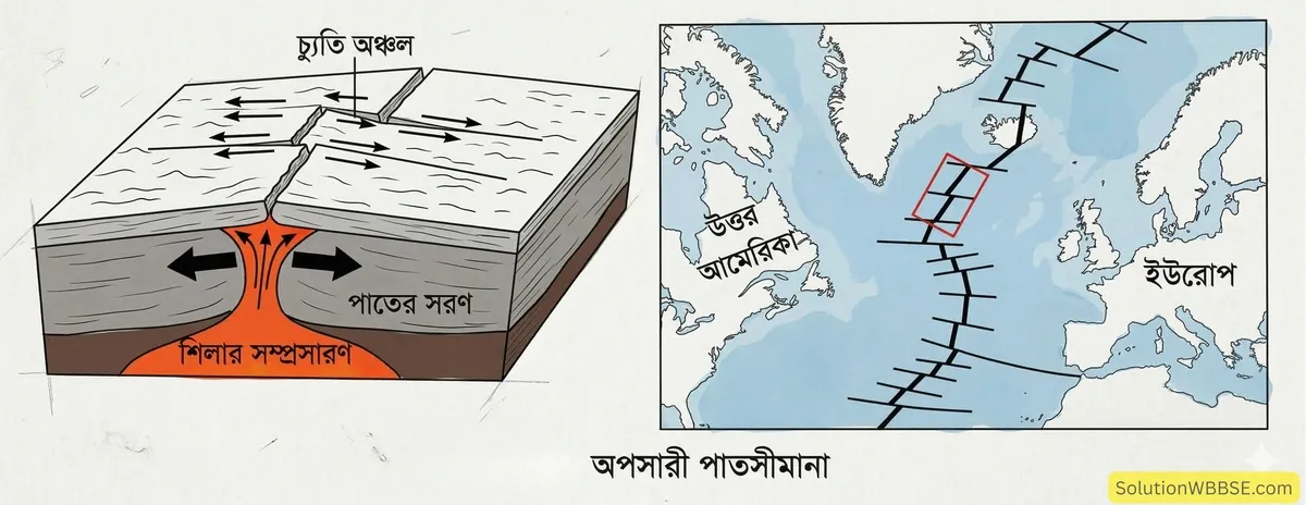 অষ্টম শ্রেণির ভূগোল - দ্বিতীয় অধ্যায়: পাতসংস্থান তত্ত্ব - অস্থিত পৃথিবী - রচনাধর্মী প্রশ্ন ও উত্তর 3 অপসারী পাত সীমানা