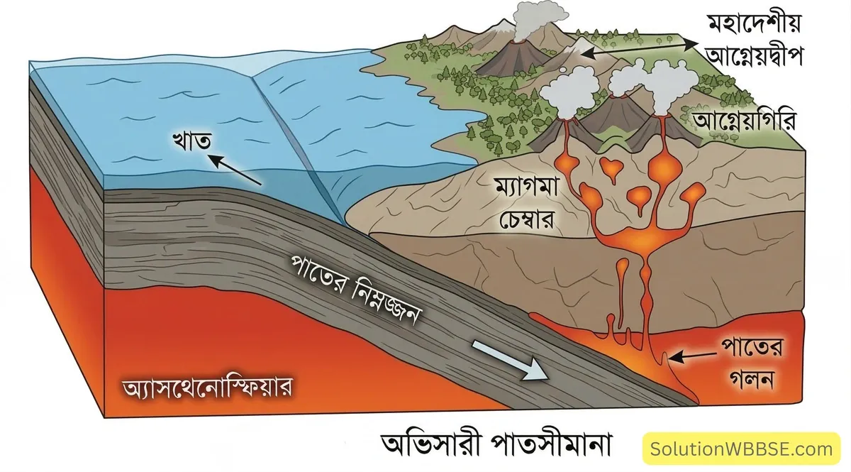 অষ্টম শ্রেণির ভূগোল - দ্বিতীয় অধ্যায়: পাতসংস্থান তত্ত্ব - অস্থিত পৃথিবী - রচনাধর্মী প্রশ্ন ও উত্তর 2 অভিসারী পাতসীমানা