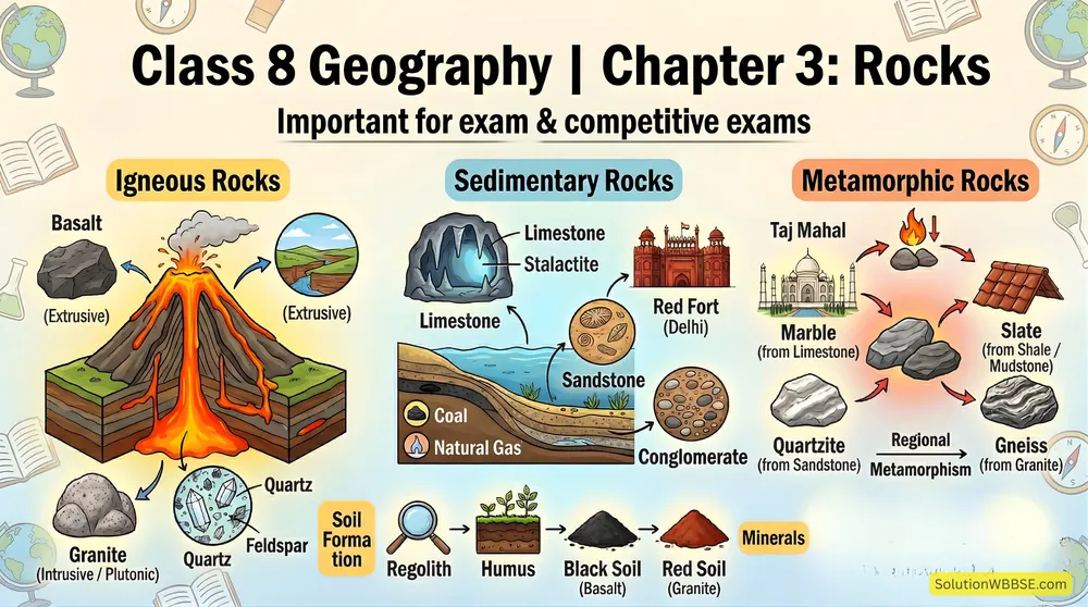 অষ্টম শ্রেণি ভূগোল - শিলা - অতিসংক্ষিপ্ত প্রশ্ন ও উত্তর 1 অষ্টম শ্রেণি ভূগোল - শিলা