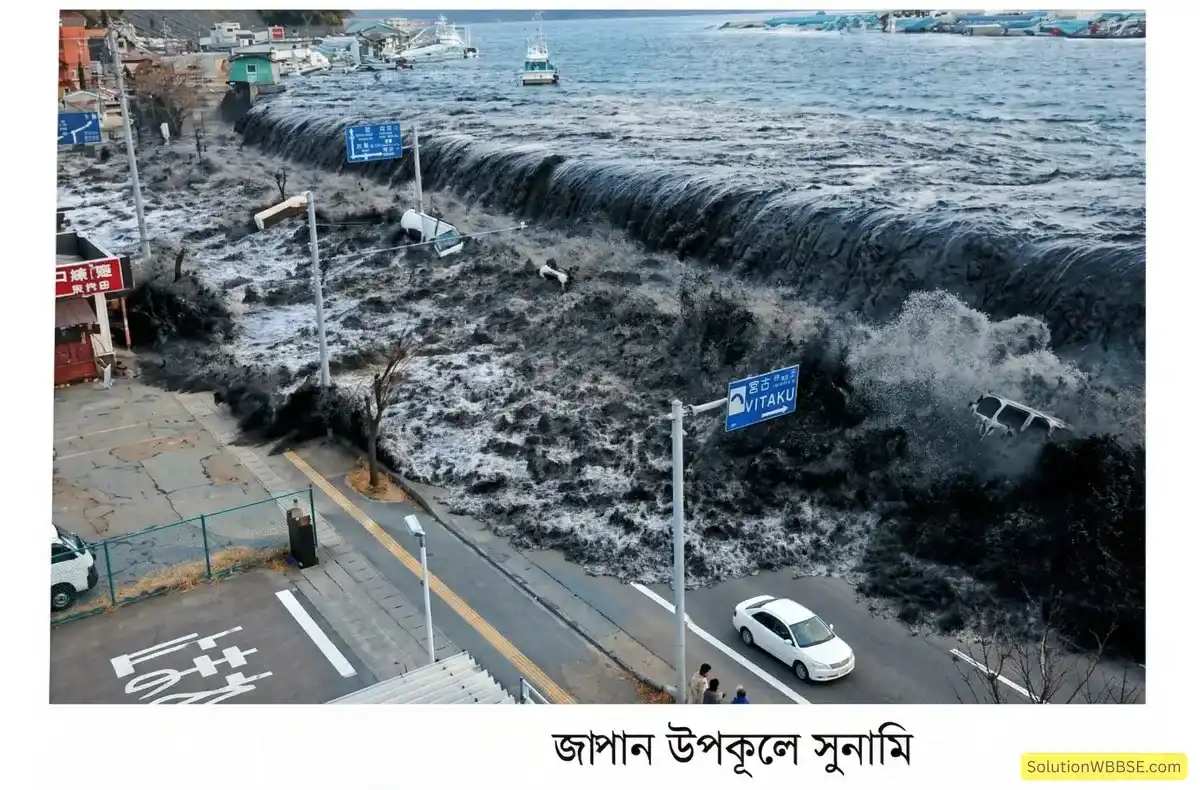 অষ্টম শ্রেণি ভূগোল - অস্থিত পৃথিবী - ভূমিকম্প - টীকা 1 জাপান উপকূলে সুনামি