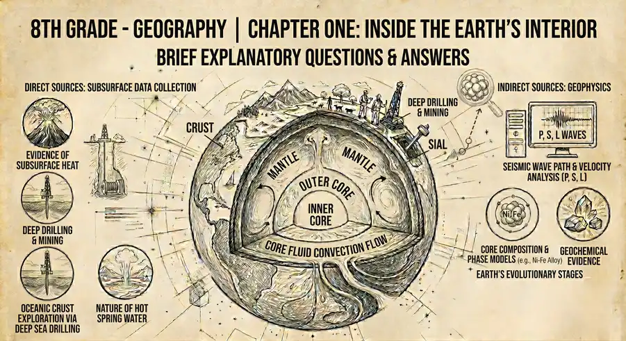 অষ্টম শ্রেণির ভূগোল: পৃথিবীর অন্দরমহল (প্রথম অধ্যায়) – ব্যাখ্যামূলক প্রশ্ন ও উত্তর 1 পৃথিবীর অন্দরমহল (প্রথম অধ্যায়)