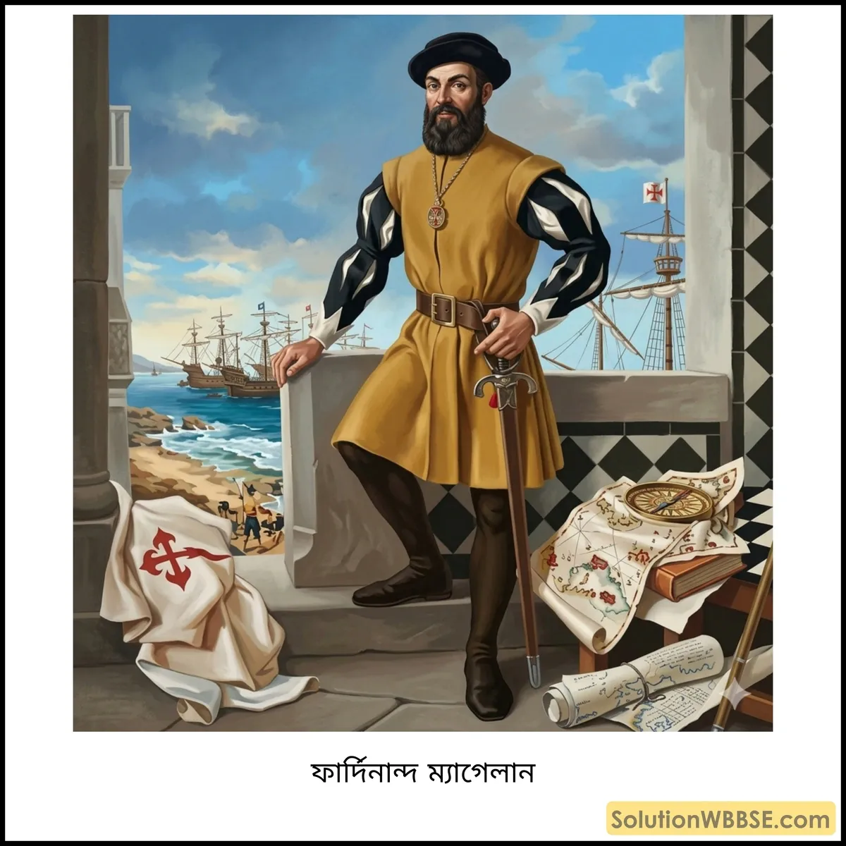 অষ্টম শ্রেণি ভূগোল - ওশিয়ানিয়া - ওশিয়ানিয়ার প্রাকৃতিক পরিবেশ - ব্যাখ্যামূলক প্রশ্ন ও উত্তর 2 ফার্দিনান্দ ম্যাগেলান