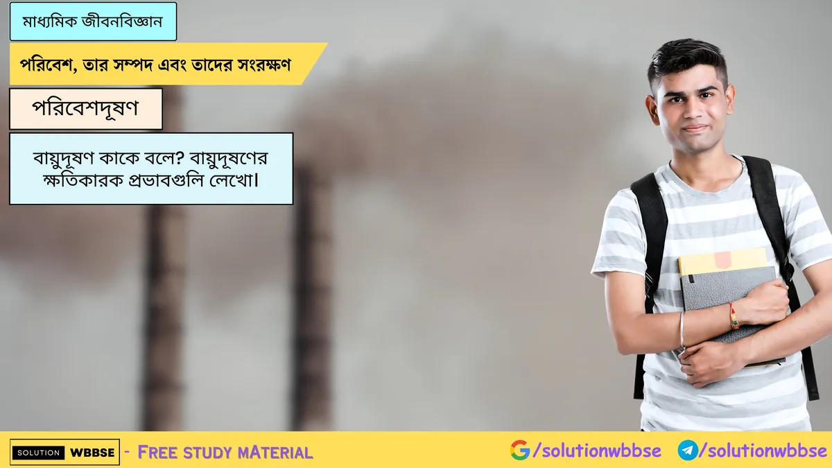 বায়ুদূষণ কাকে বলে? বায়ুদূষণের ক্ষতিকারক প্রভাবগুলি লেখো। 1 বায়ুদূষণ কাকে বলে? বায়ুদূষণের ক্ষতিকারক প্রভাবগুলি লেখো।