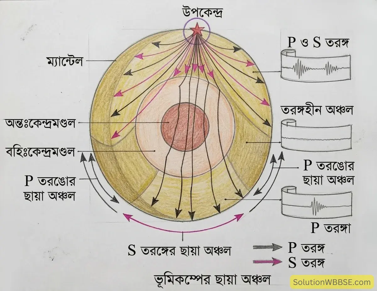 অষ্টম শ্রেণির ভূগোল: পৃথিবীর অন্দরমহল (প্রথম অধ্যায়) – গুরুত্বপূর্ণ রচনাধর্মী প্রশ্ন ও উত্তর 2 ভূমিকম্পের ছায়া অঞ্চল