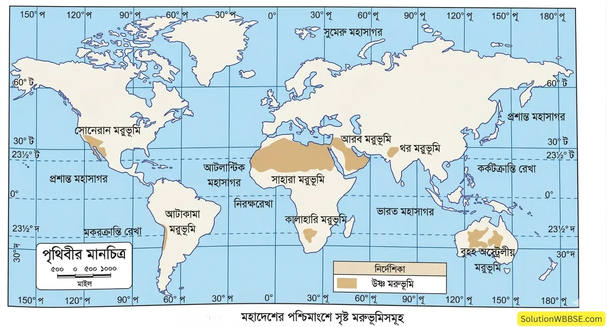 মহাদেশের পশ্চিমাংশে সৃষ্ট মরুভূমিসমূহ