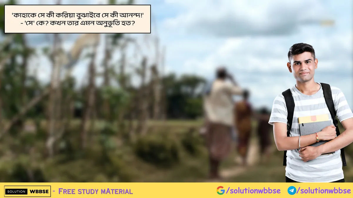 'কাহাকে সে কী করিয়া বুঝাইবে সে কী আনন্দ!' - 'সে' কে? কখন তার এমন অনুভূতি হত?