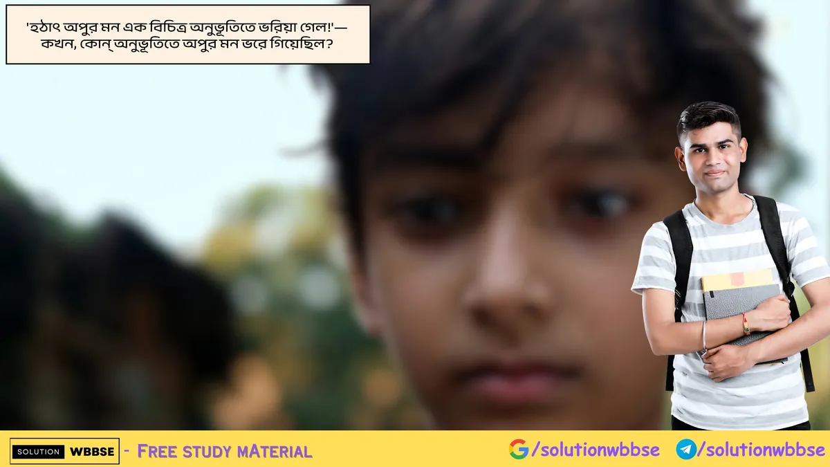 'হঠাৎ অপুর মন এক বিচিত্র অনুভূতিতে ভরিয়া গেল!'—কখন, কোন্ অনুভূতিতে অপুর মন ভরে গিয়েছিল?