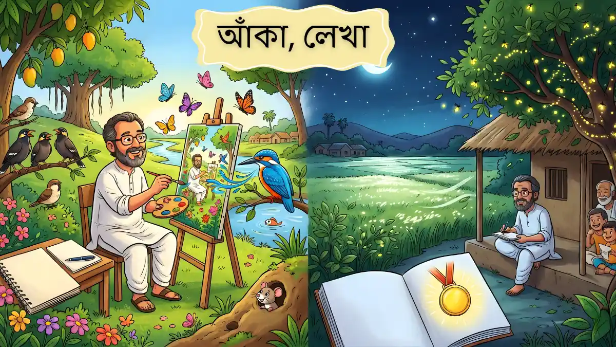 সপ্তম শ্রেণির বাংলা আঁকা লেখা কবিতার প্রশ্ন ও উত্তর