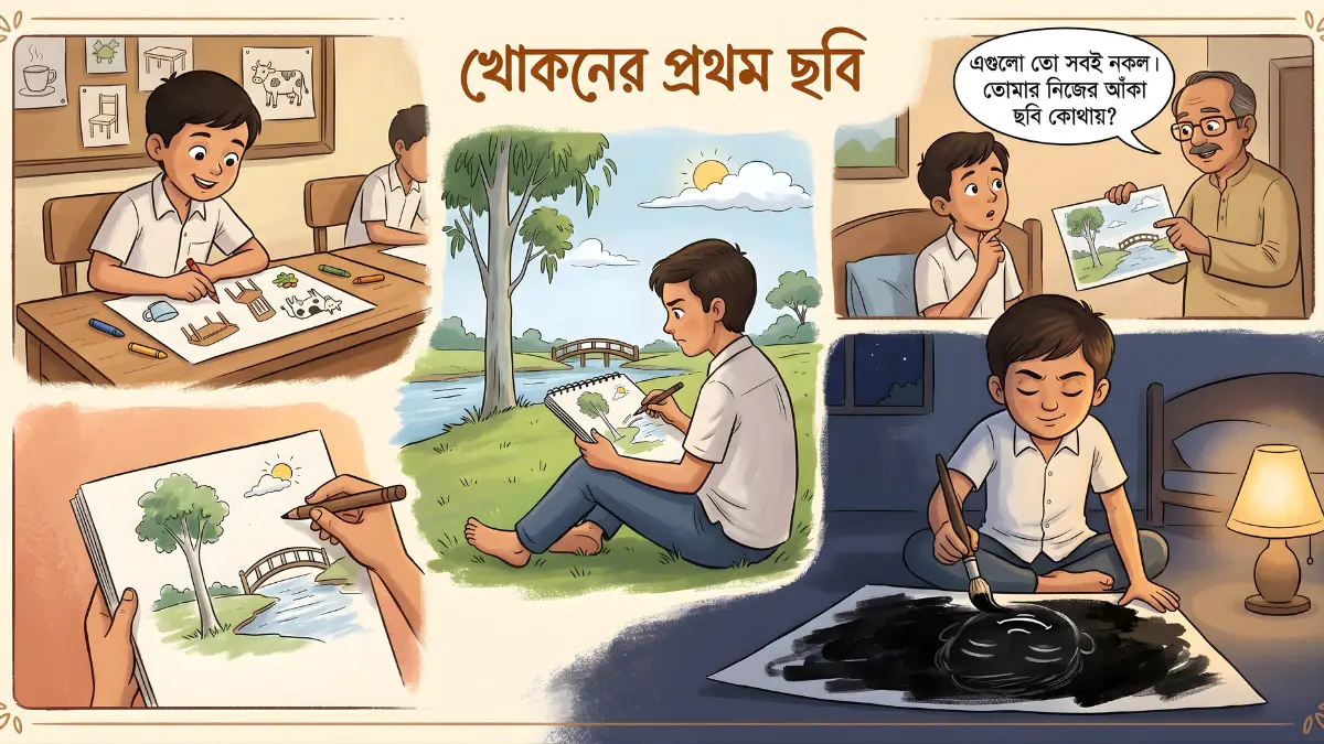 সপ্তম শ্রেণি বাংলা – খোকনের প্রথম ছবি – বিষয়সংক্ষেপ